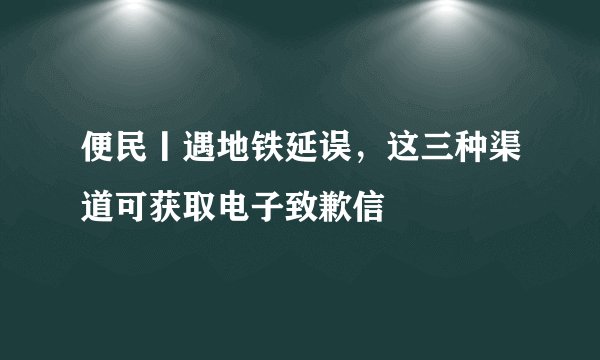 便民丨遇地铁延误，这三种渠道可获取电子致歉信