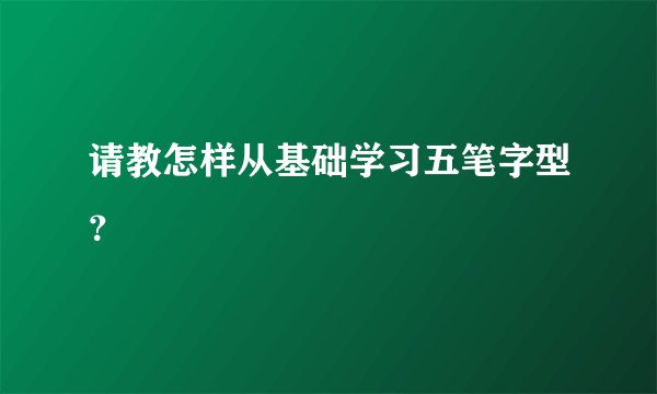 请教怎样从基础学习五笔字型？