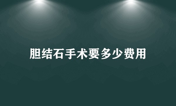 胆结石手术要多少费用