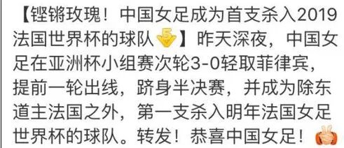 中国女足杀入2019法国世界杯了吗?