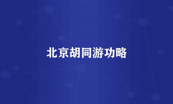 北京胡同游功略