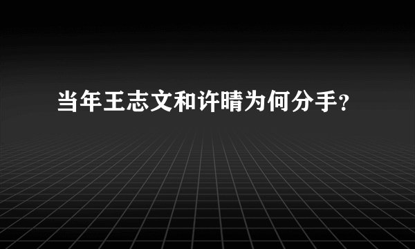 当年王志文和许晴为何分手？
