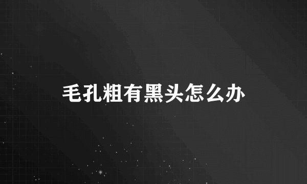 毛孔粗有黑头怎么办