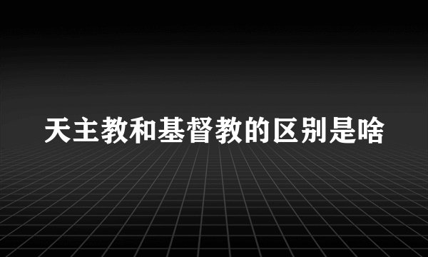 天主教和基督教的区别是啥