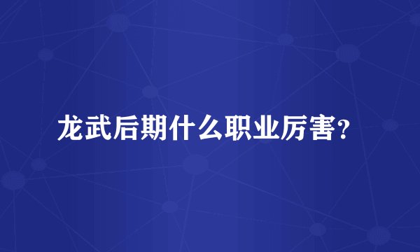 龙武后期什么职业厉害？