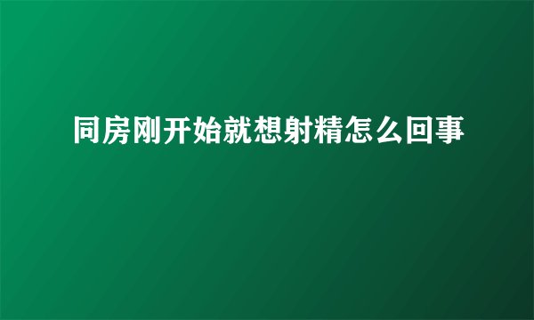 同房刚开始就想射精怎么回事