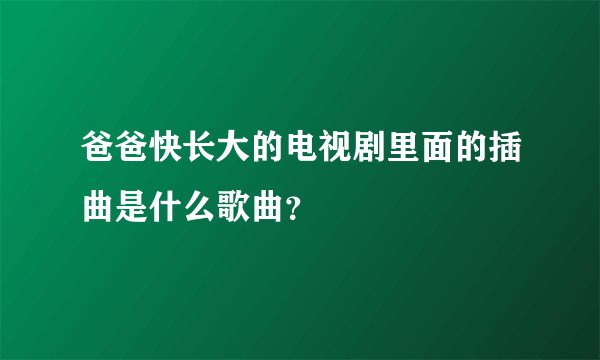 爸爸快长大的电视剧里面的插曲是什么歌曲？