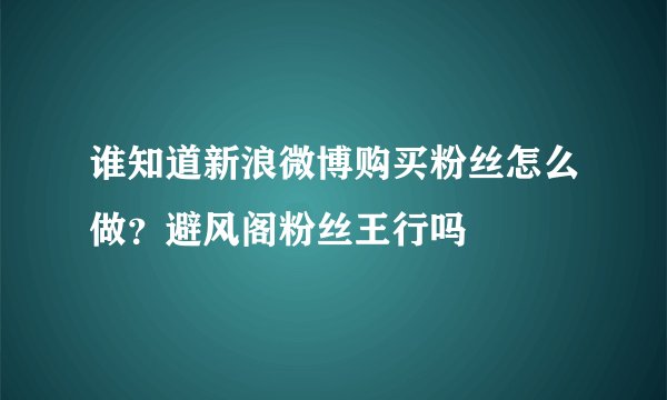 谁知道新浪微博购买粉丝怎么做？避风阁粉丝王行吗