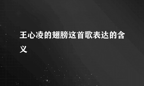 王心凌的翅膀这首歌表达的含义