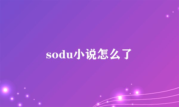 sodu小说怎么了