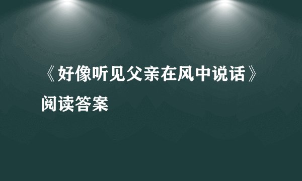 《好像听见父亲在风中说话》阅读答案