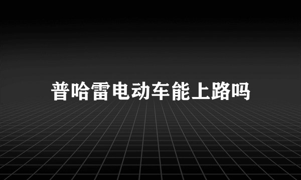 普哈雷电动车能上路吗