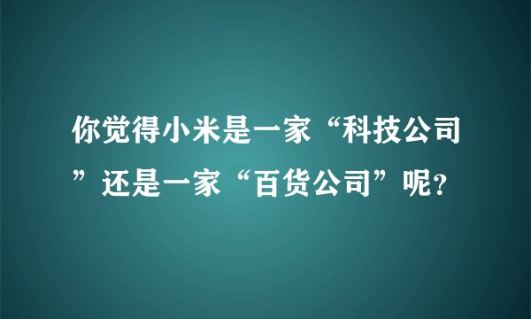 你觉得小米是一家“科技公司”还是一家“百货公司”呢？