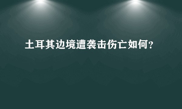 土耳其边境遭袭击伤亡如何？
