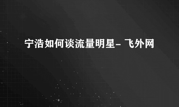 宁浩如何谈流量明星- 飞外网