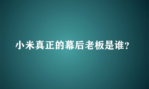 小米真正的幕后老板是谁？