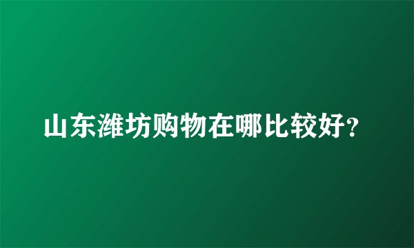山东潍坊购物在哪比较好？