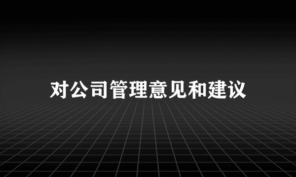 对公司管理意见和建议