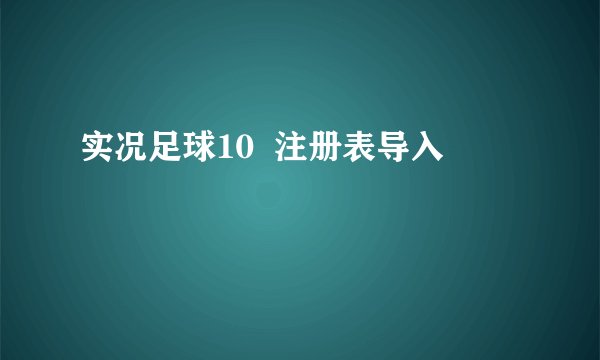 实况足球10  注册表导入問題