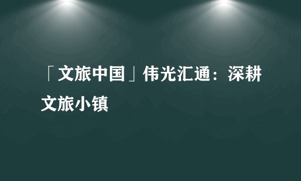 「文旅中国」伟光汇通:深耕文旅小镇