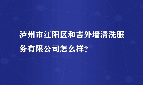 泸州市江阳区和吉外墙清洗服务有限公司怎么样?