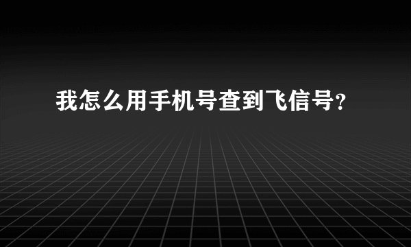 我怎么用手机号查到飞信号？