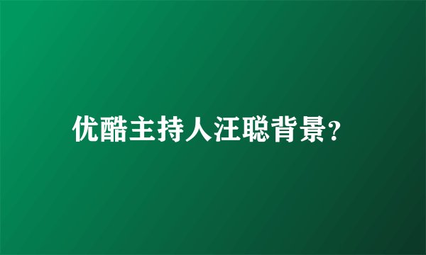 优酷主持人汪聪背景?