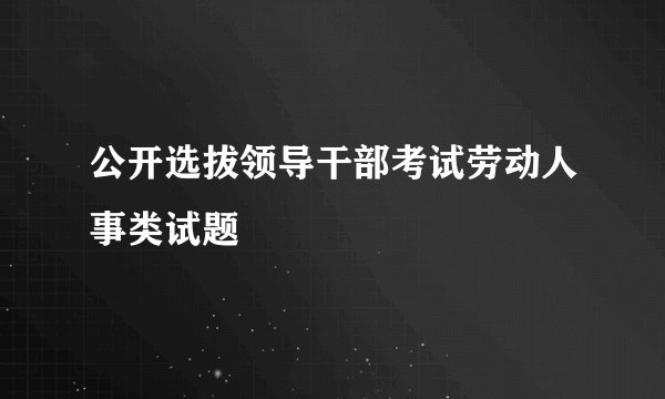 公开选拔领导干部考试劳动人事类试题