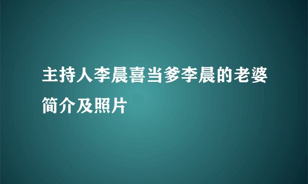 主持人李晨喜当爹李晨的老婆简介及照片
