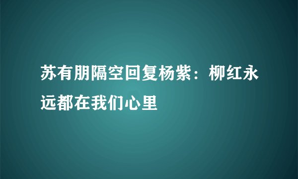 苏有朋隔空回复杨紫：柳红永远都在我们心里