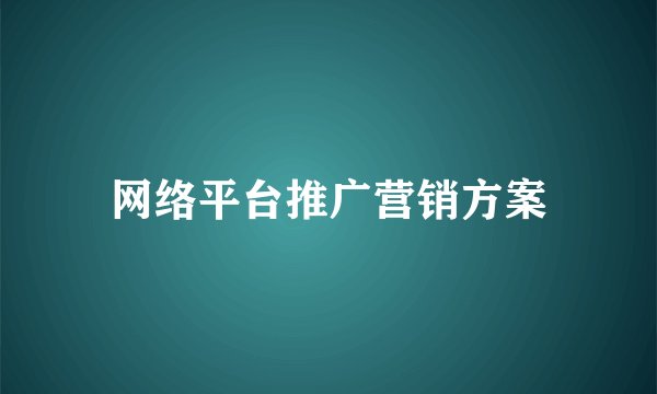 网络平台推广营销方案