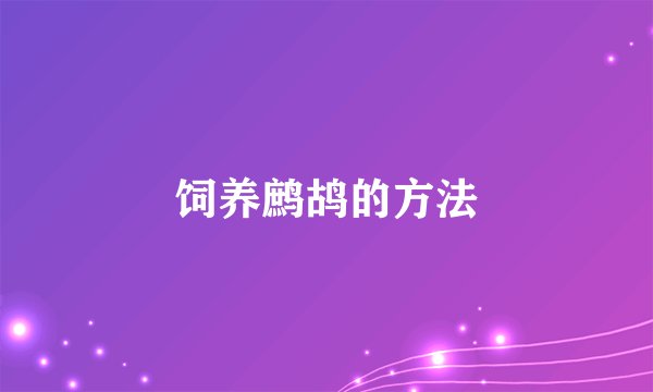 饲养鹧鸪的方法