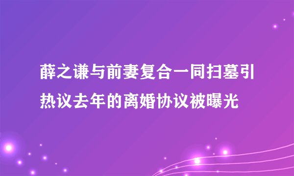 薛之谦与前妻复合一同扫墓引热议去年的离婚协议被曝光