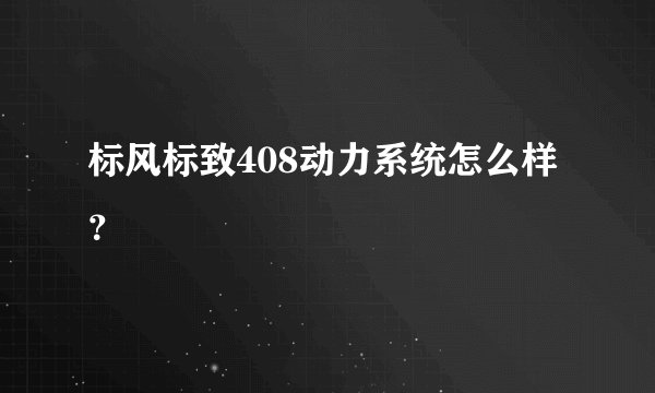 标风标致408动力系统怎么样？