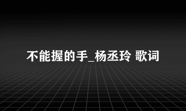 不能握的手_杨丞玲 歌词