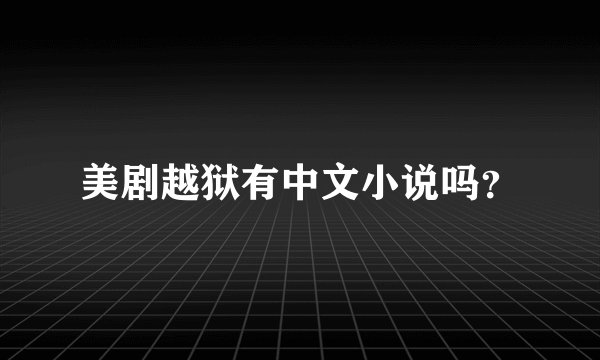 美剧越狱有中文小说吗？