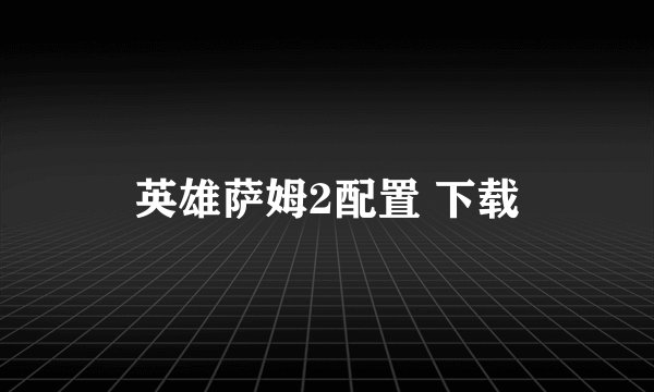 英雄萨姆2配置 下载