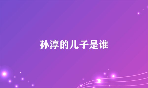 孙淳的儿子是谁