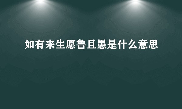 如有来生愿鲁且愚是什么意思