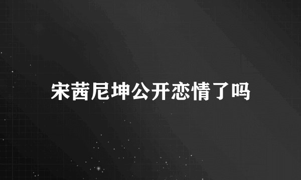 宋茜尼坤公开恋情了吗