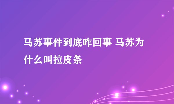 马苏事件到底咋回事 马苏为什么叫拉皮条