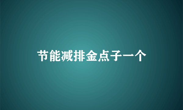 节能减排金点子一个