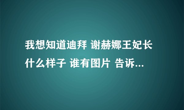 我想知道迪拜 谢赫娜王妃长什么样子 谁有图片 告诉我地址 我再网上找不到 谢了