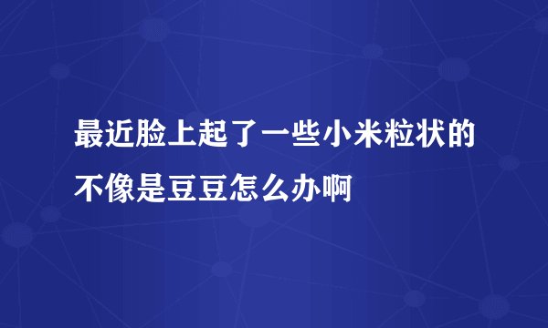 最近脸上起了一些小米粒状的不像是豆豆怎么办啊