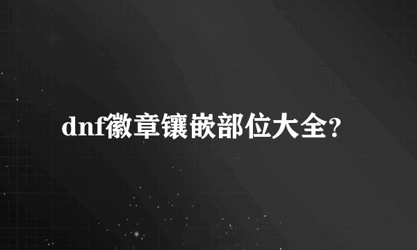 dnf徽章镶嵌部位大全？