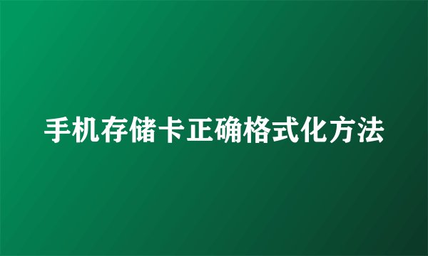 手机存储卡正确格式化方法