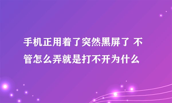 手机正用着了突然黑屏了 不管怎么弄就是打不开为什么