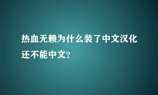 热血无赖为什么装了中文汉化还不能中文？