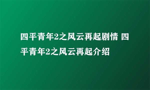 四平青年2之风云再起剧情 四平青年2之风云再起介绍