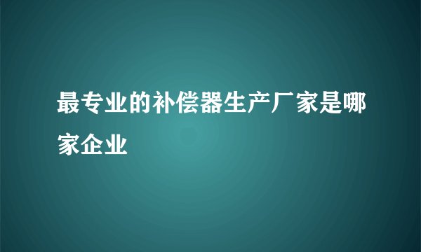 最专业的补偿器生产厂家是哪家企业